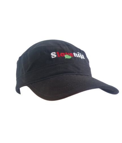 Vojaška kapa z vezenim napisom Slovenija in lipov list